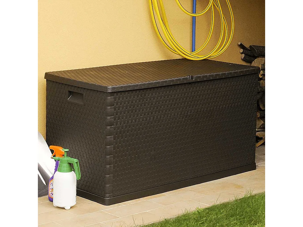 Móvel de arrumação para jardim 120x56x63 cm vime PE castanho