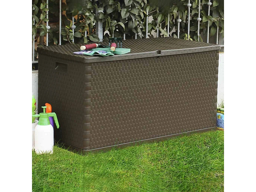 Móvel de arrumação para jardim 120x56x63 cm vime PE castanho