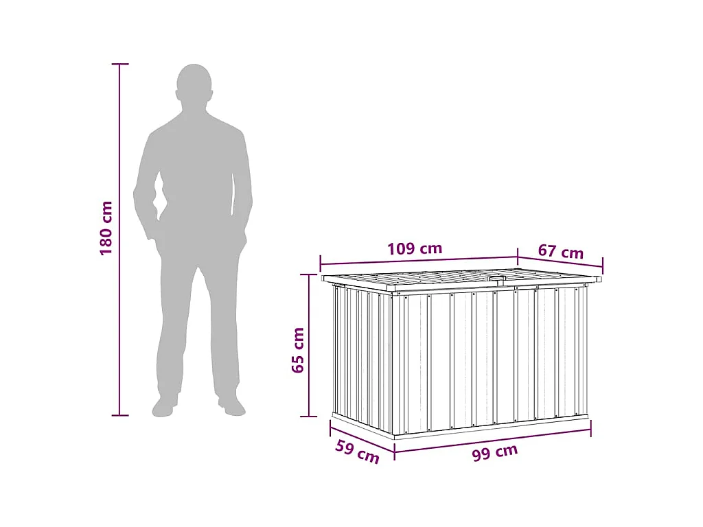 Caixa de arrumação para jardim 109x67x65 cm antracite