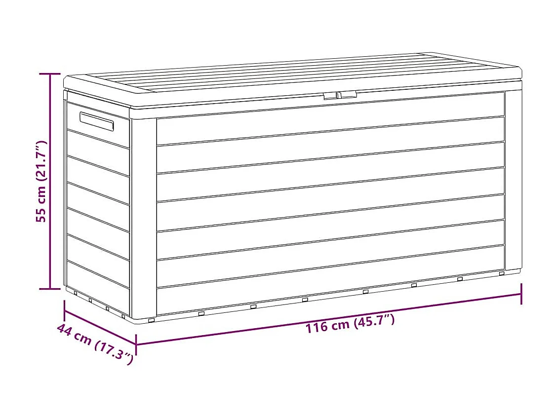 Boîte de rangement de jardin Anthracite 116x44x55 cm