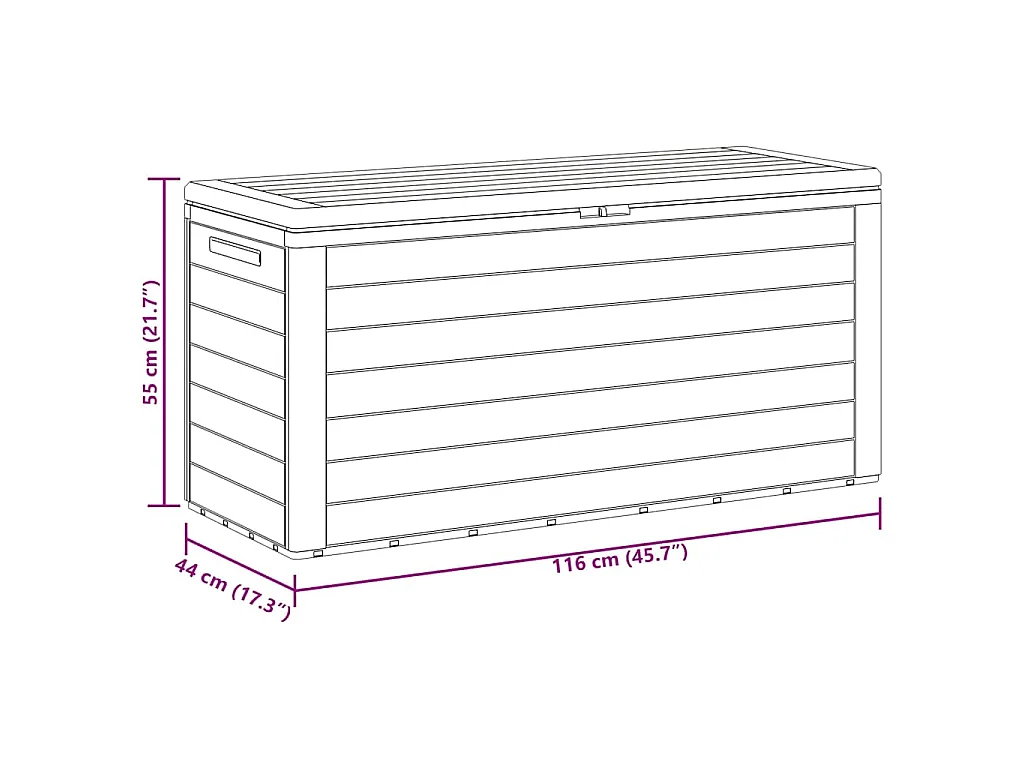 Boîte de rangement de jardin Anthracite 116x44x55 cm