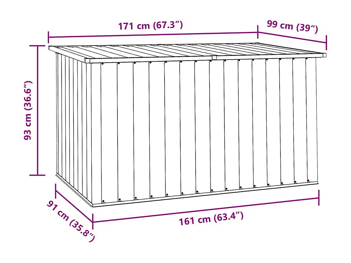 Tuinbox 171x99x93 cm grijs