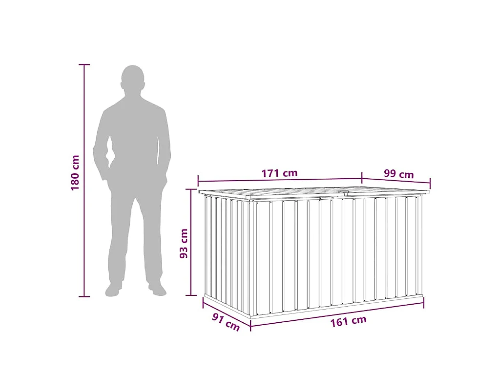 Boîte de rangement de jardin Gris 171x99x93 cm