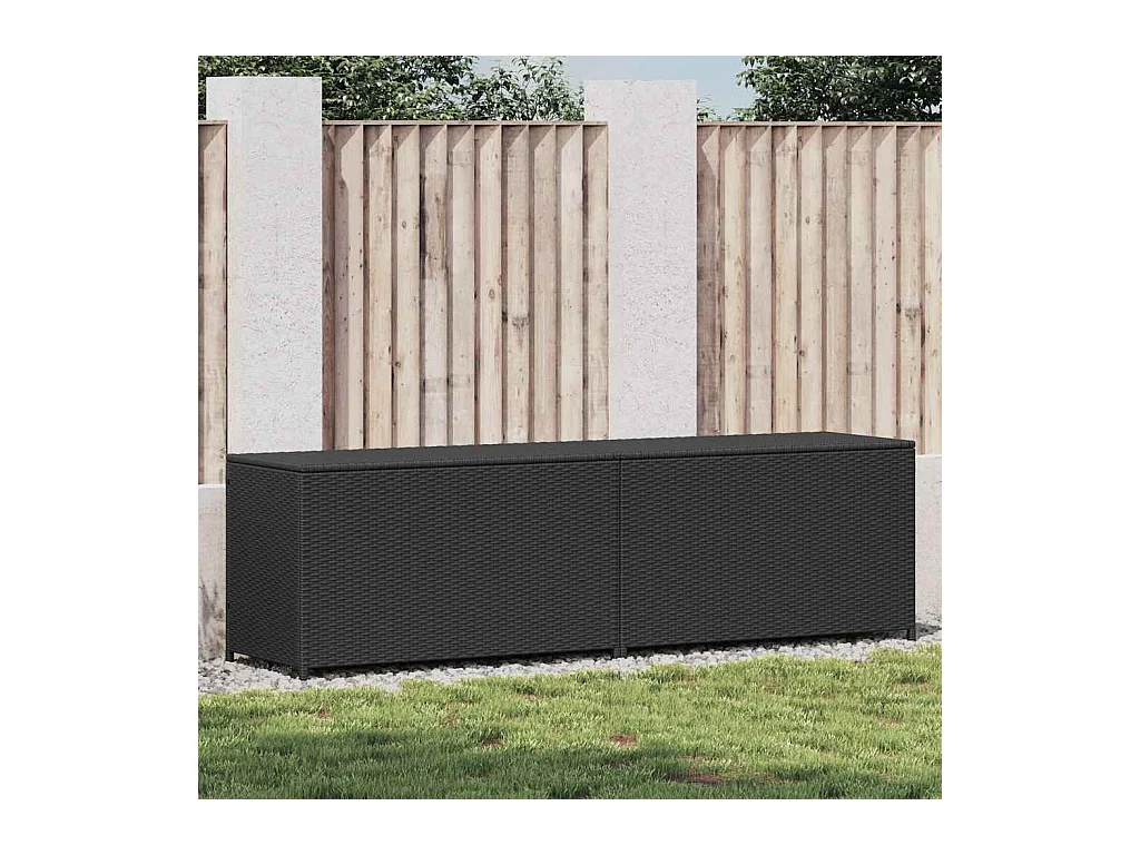 Gartenbox Poly Rattan 200x50x60 cm Schwarz