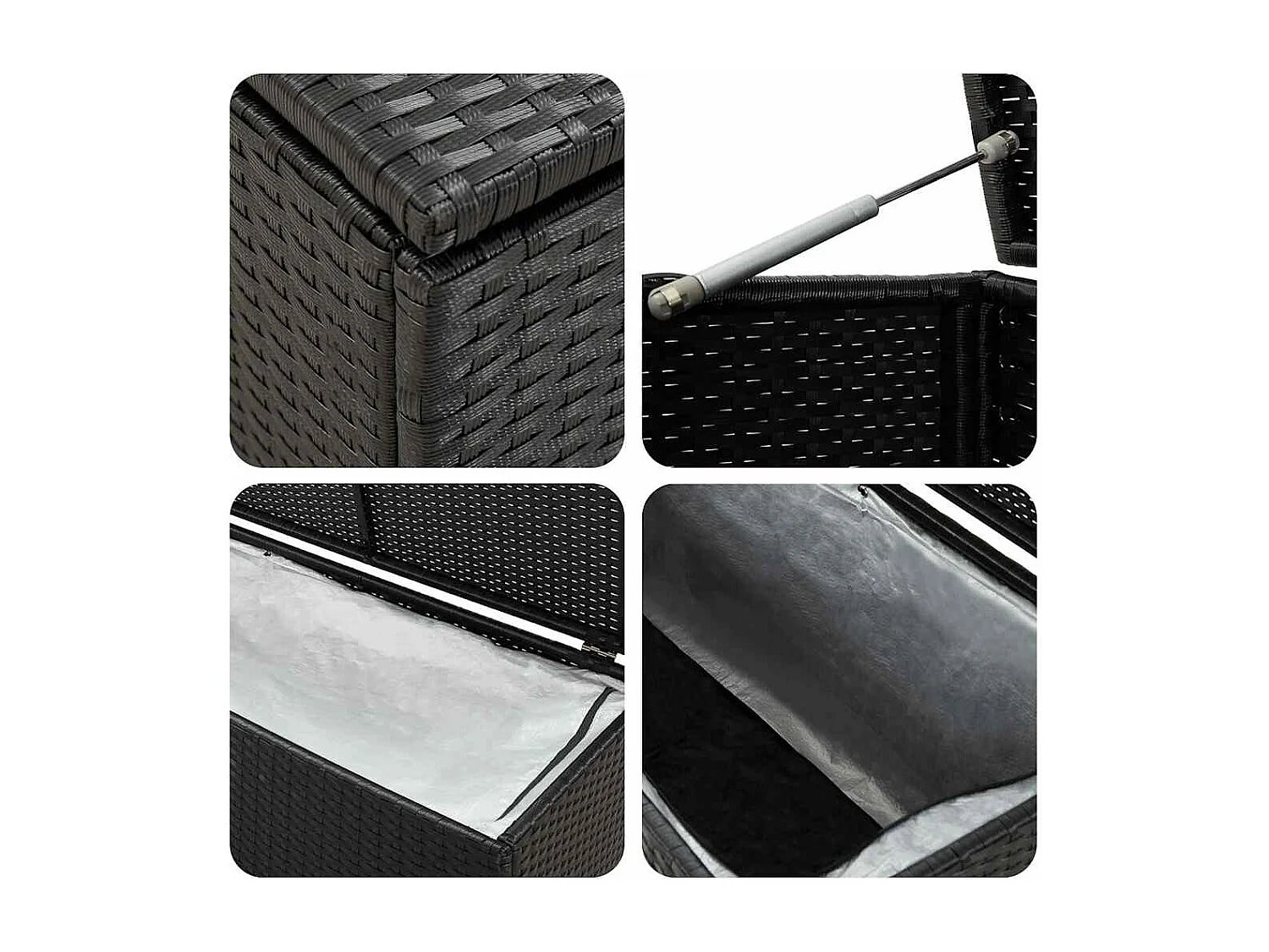 Boîte de rangement de jardin résine tressée 200x50x60 cm noir