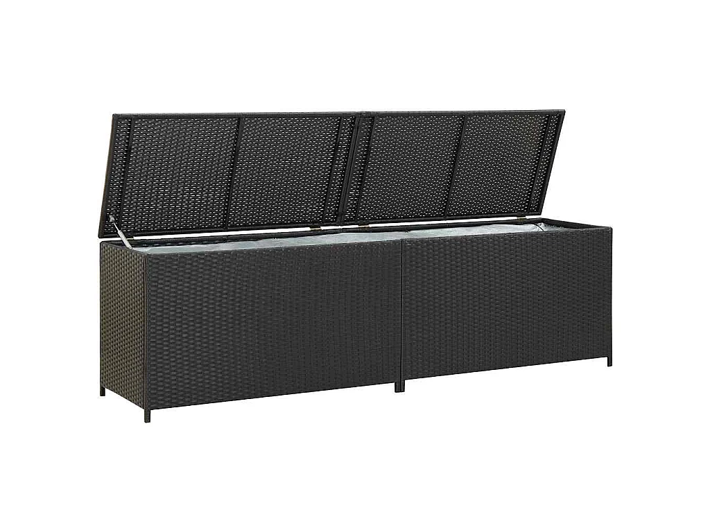 Boîte de rangement de jardin résine tressée 200x50x60 cm noir