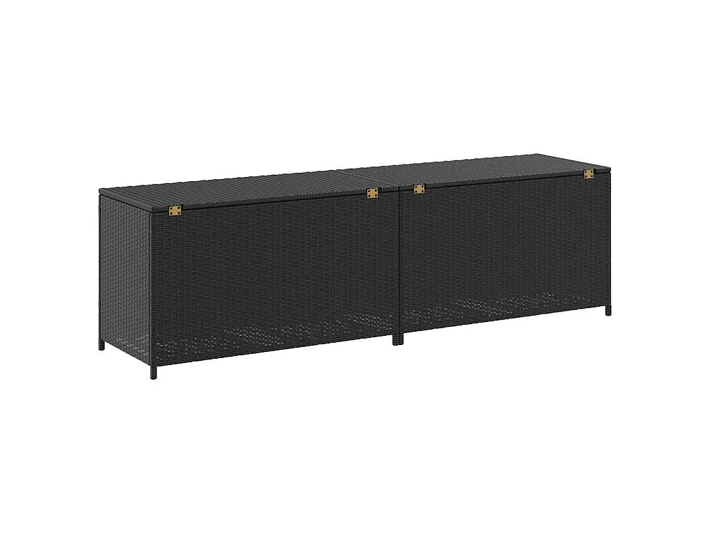 Boîte de rangement de jardin résine tressée 200x50x60 cm noir