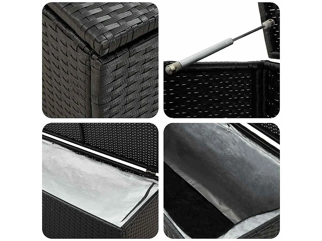 Boîte de rangement de jardin résine tressée 200x50x60 cm noir