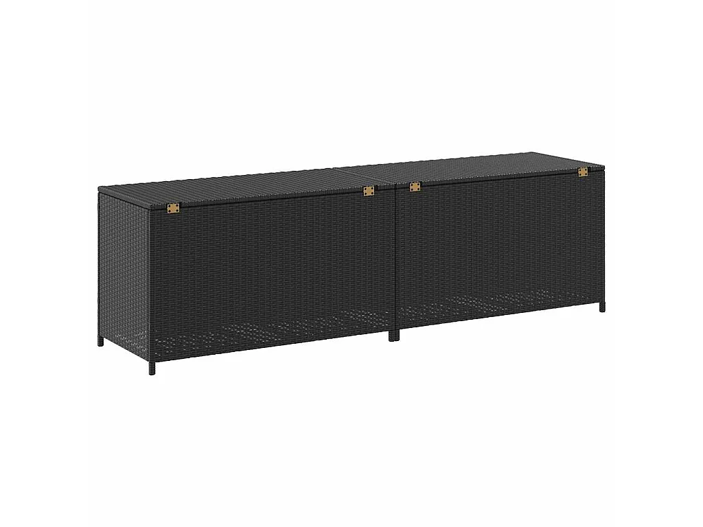 Boîte de rangement de jardin résine tressée 200x50x60 cm noir