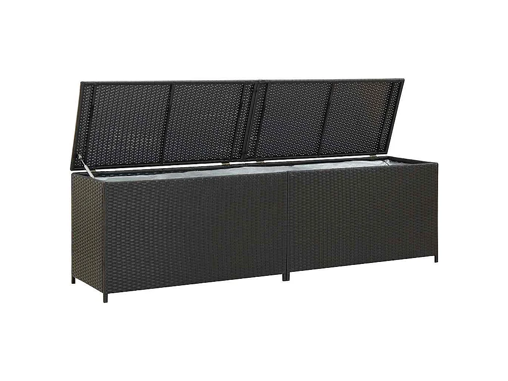 Boîte de rangement de jardin résine tressée 200x50x60 cm noir