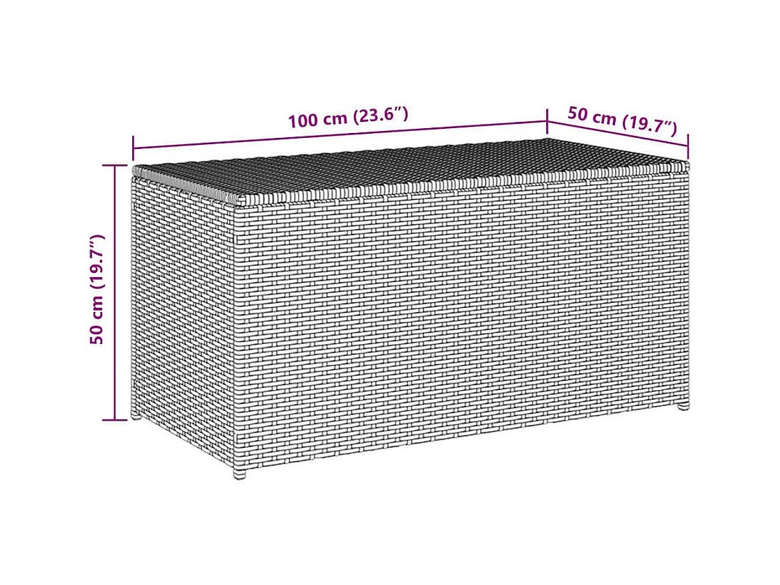 Gartenbox Poly Rattan 100x50x50 cm Grau