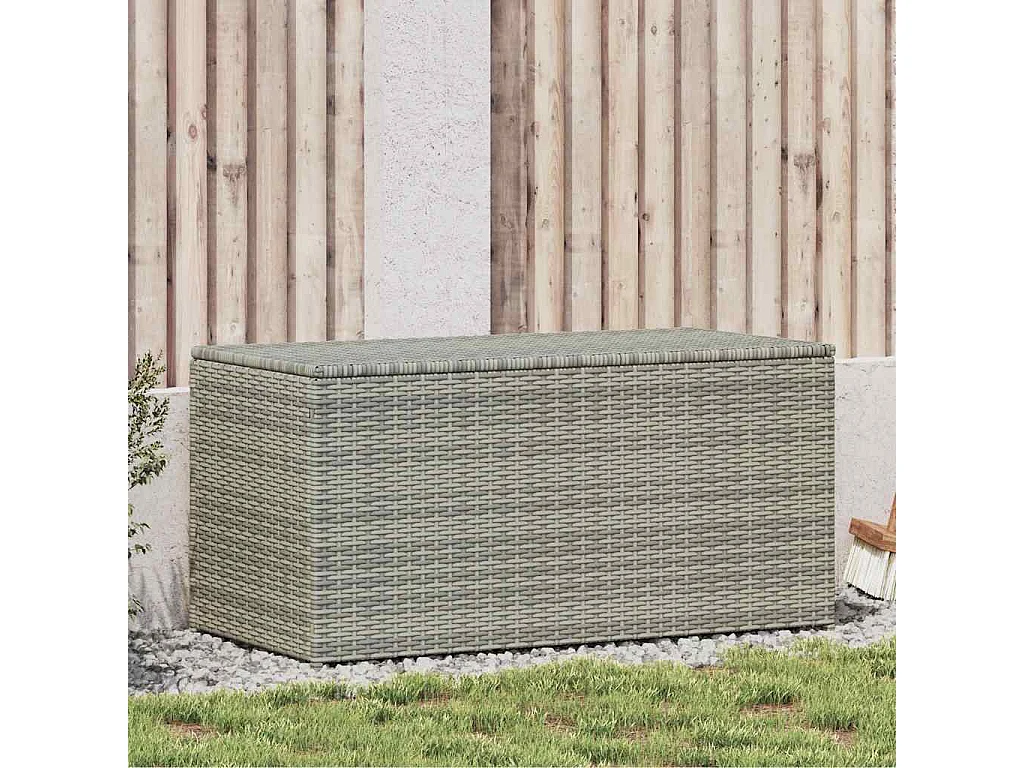Baule da Giardino in Polyrattan 100x50x50 cm Grigio