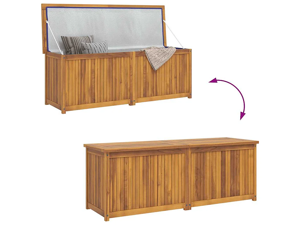Baúl de jardín madera maciza de teca 150x50x55 cm