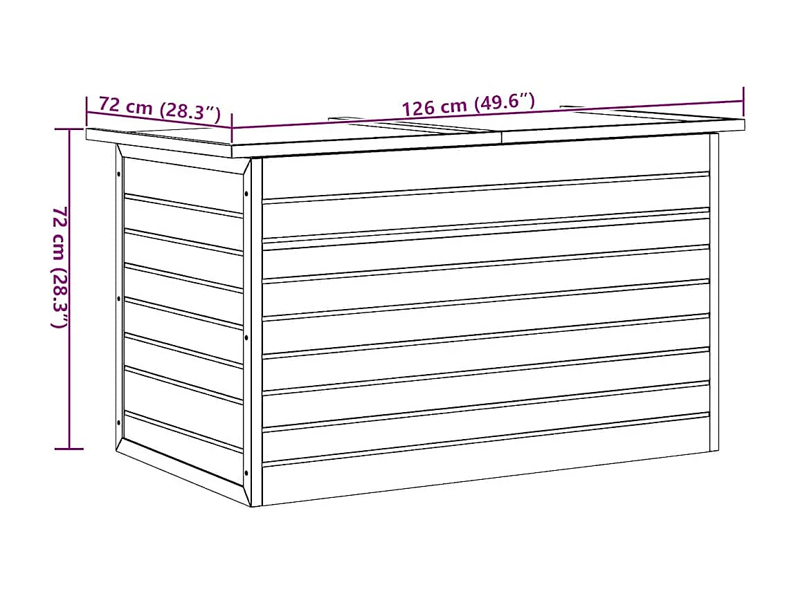 Boîte de rangement de jardin 126x72x72 cm Bois