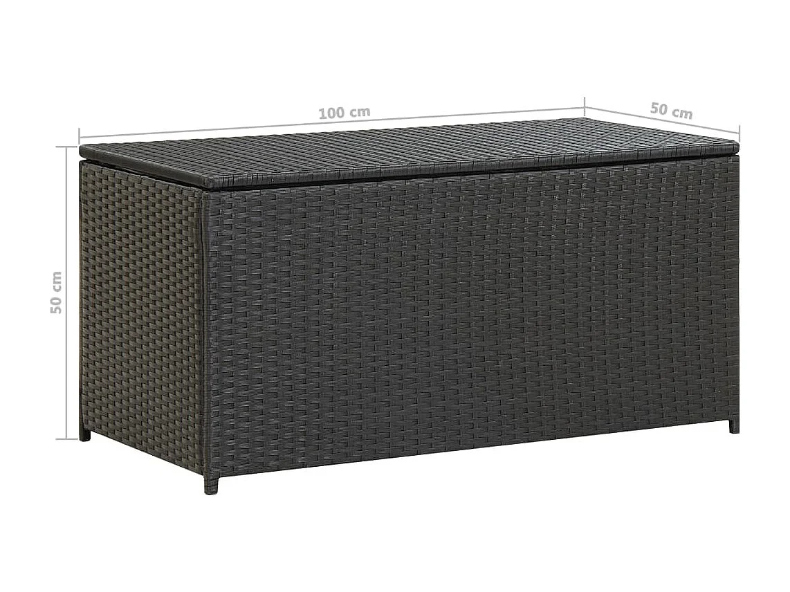 Gartenbox Poly Rattan 100x50x50 cm Schwarz