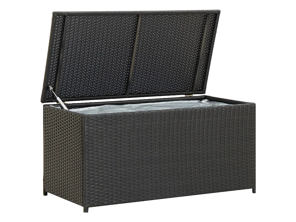 Caixa de arrumação para jardim 100x50x50 cm vime PE preto