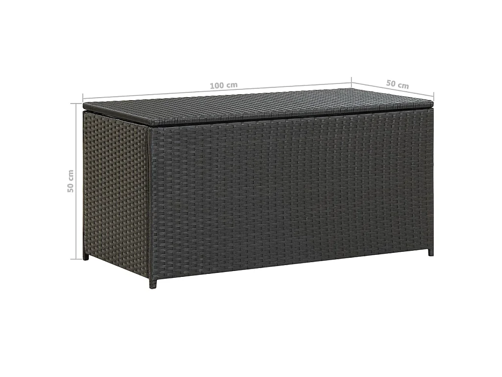 Caixa de arrumação para jardim 100x50x50 cm vime PE preto