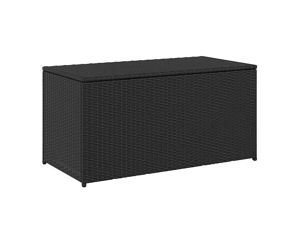Baule da Giardino in Polyrattan 100x50x50 cm Nero