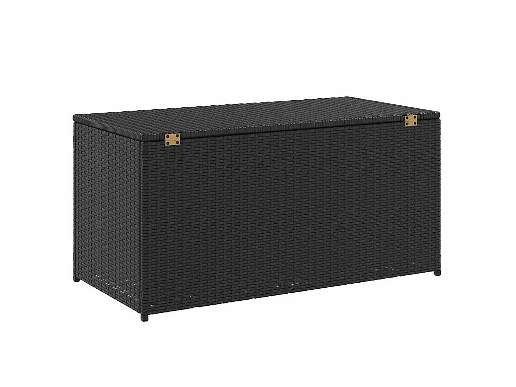 Baule da Giardino in Polyrattan 100x50x50 cm Nero