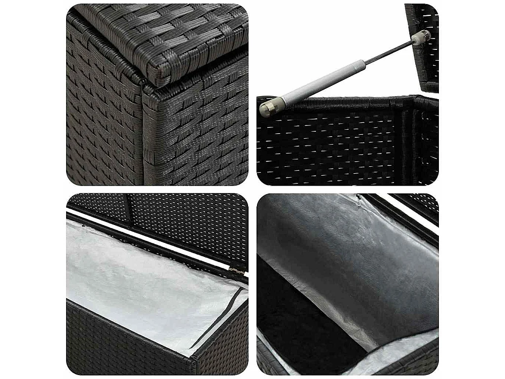 Baule da Giardino in Polyrattan 100x50x50 cm Nero