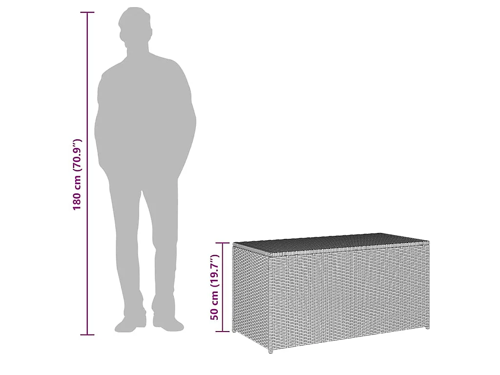 Baule da Giardino in Polyrattan 100x50x50 cm Nero
