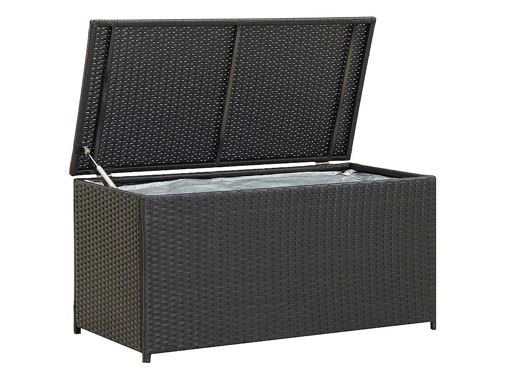 Baule da Giardino in Polyrattan 100x50x50 cm Nero