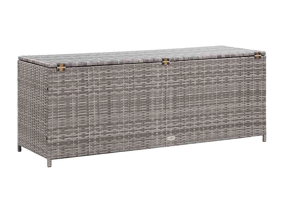 Boîte de rangement de jardin gris 150x50x60 cm résine tressée