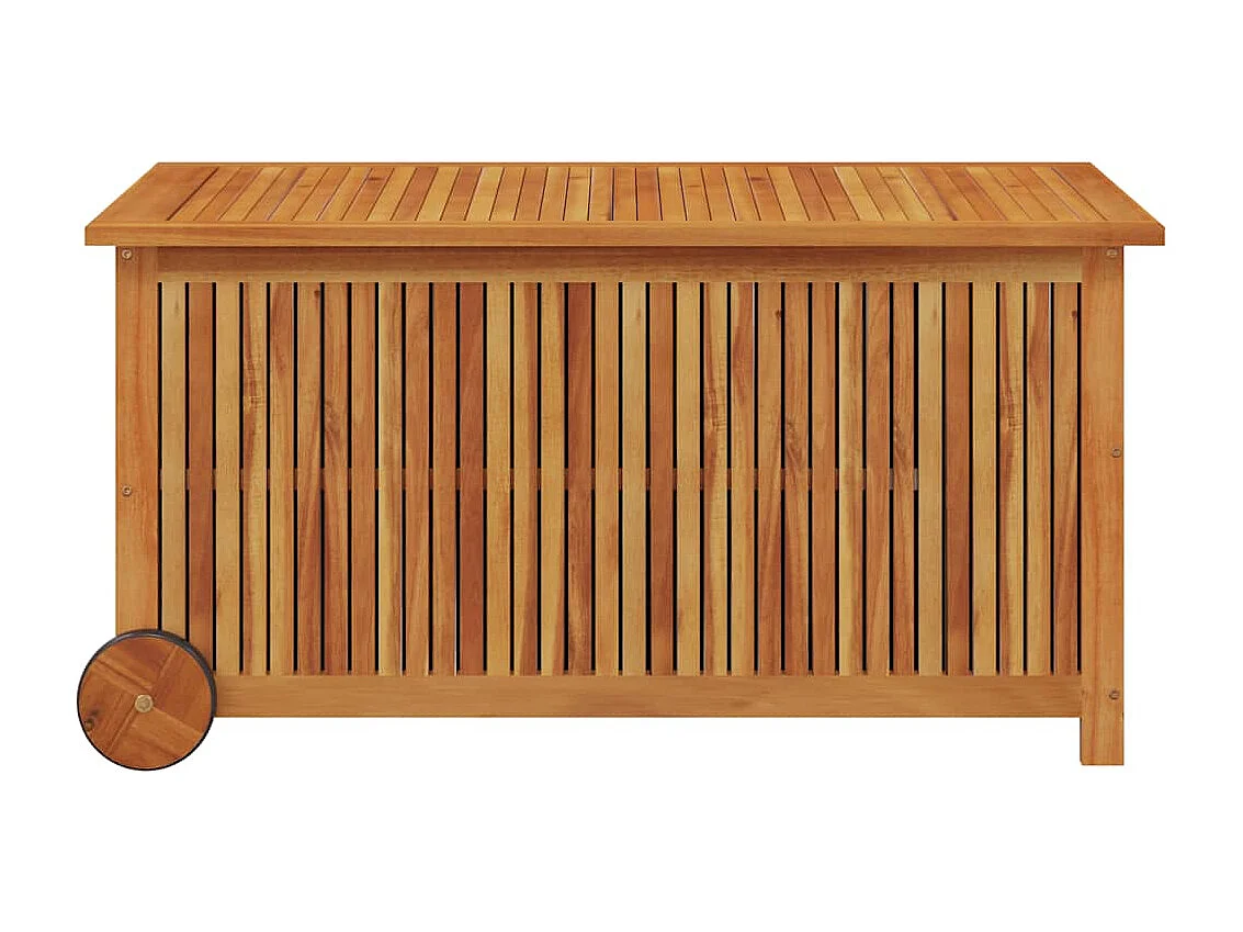 Caja de almacenaje de jardín ruedas acacia maciza 113x50x58 cm