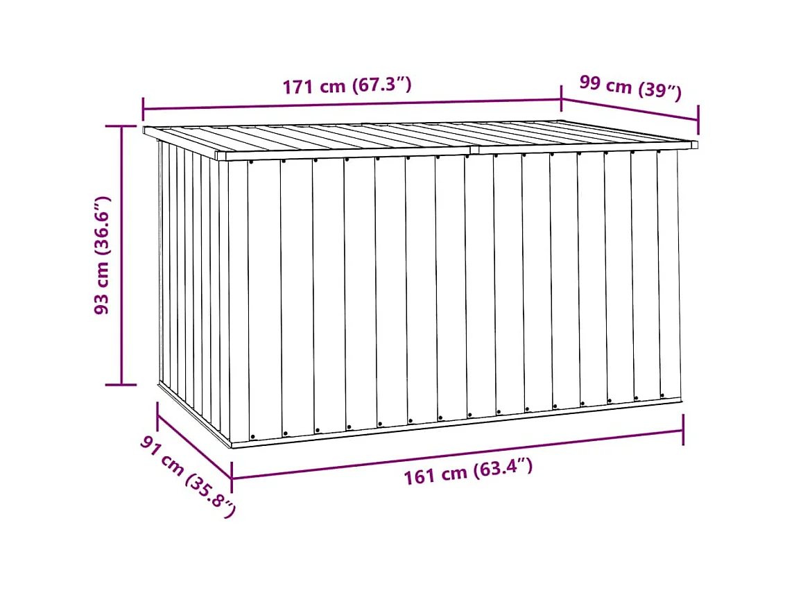 Caja de almacenamiento de jardín marrón 171x99x93 cm