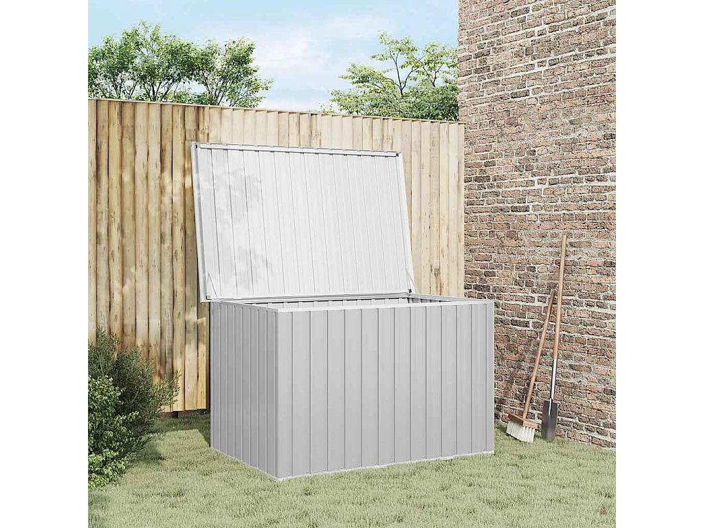 Caixa de arrumação para jardim 149x99x93 cm cinzento