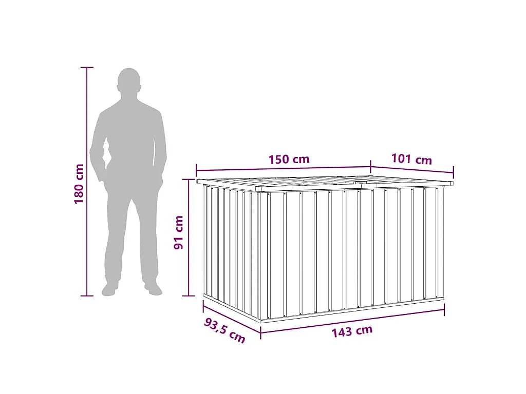 Boîte de rangement de jardin Gris 149x99x93 cm