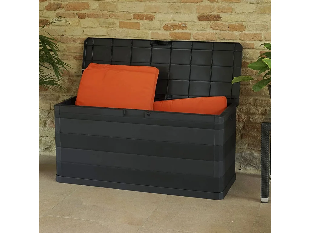 Caixa de arrumação para jardim 117x45x56 cm preto