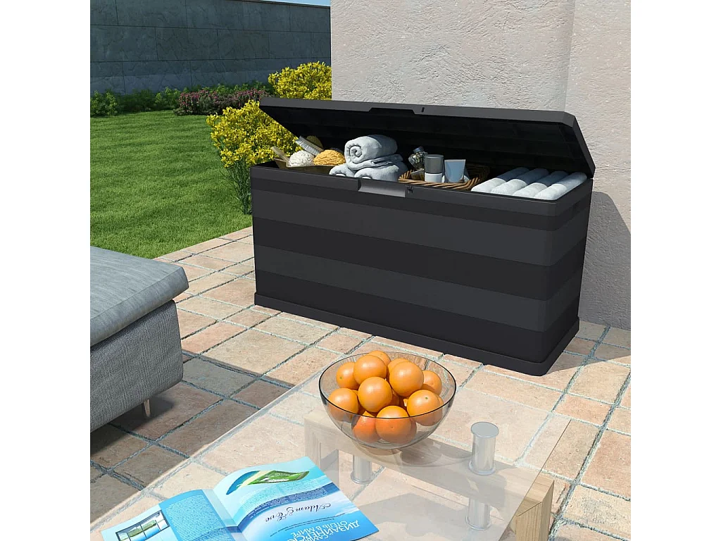 Boîte de rangement de jardin noir 117x45x56 cm
