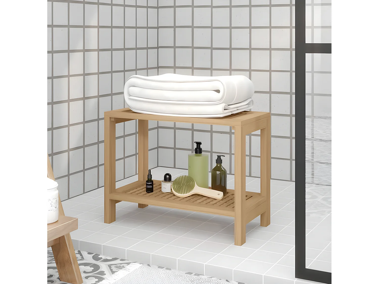 Banc de douche 60x30x45 cm Bois massif de teck