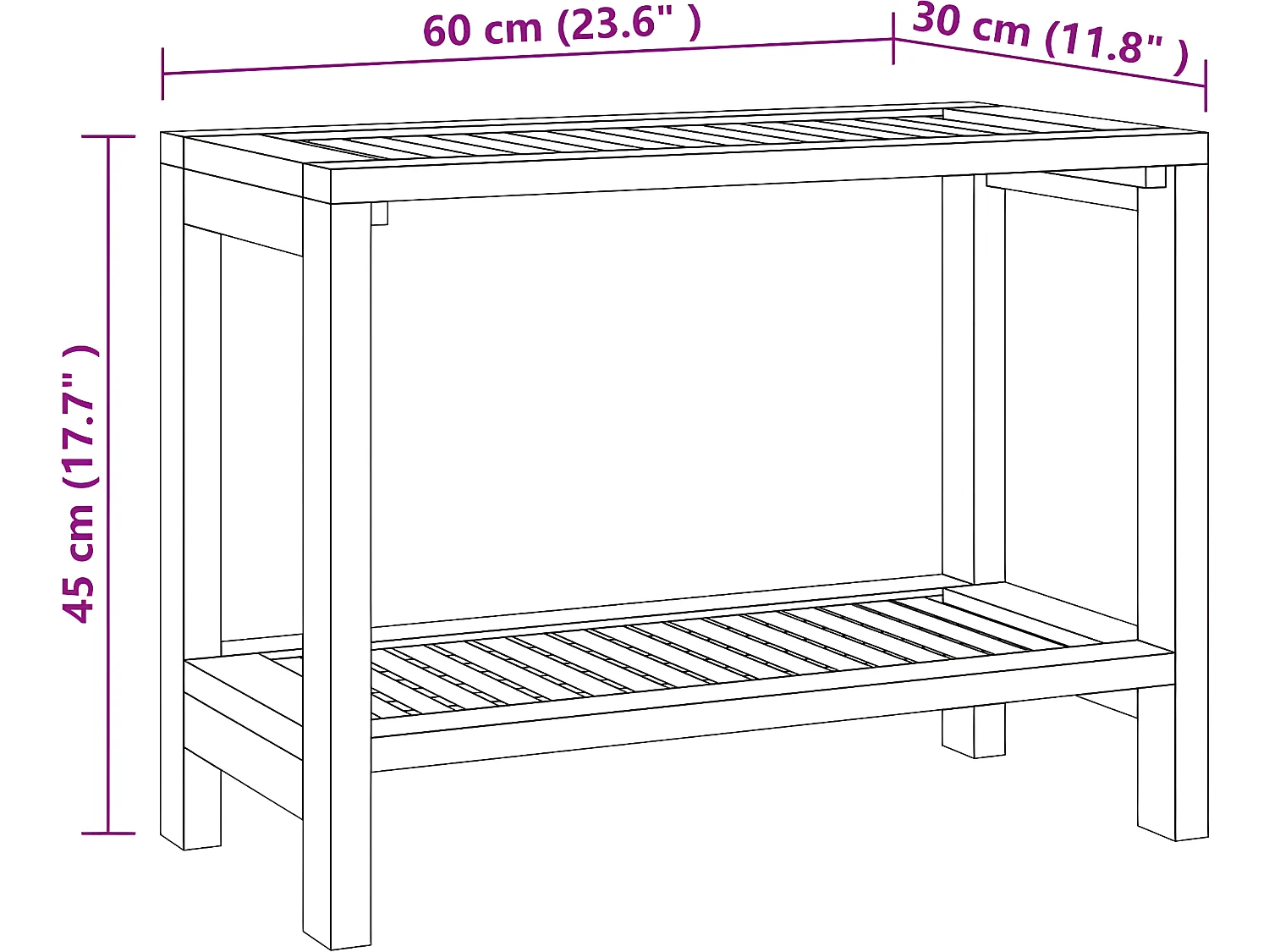 Banc de douche 60x30x45 cm Bois massif de teck