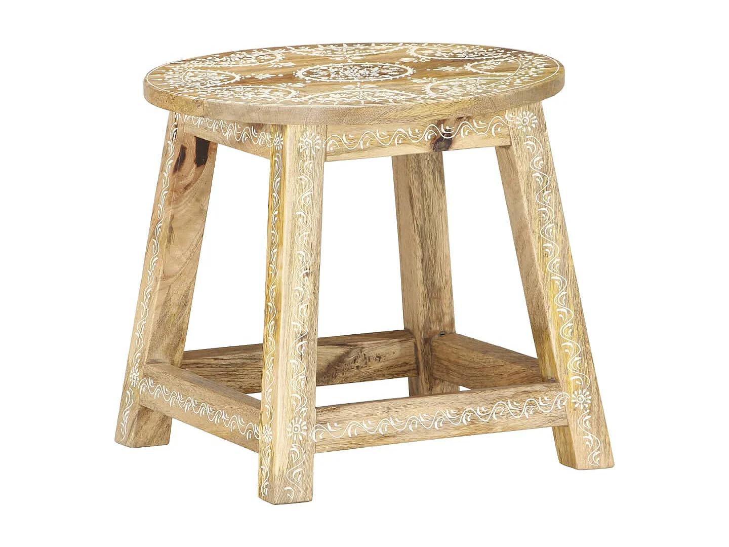 Taburete pintado a mano madera maciza de mango 38x38x35 cm