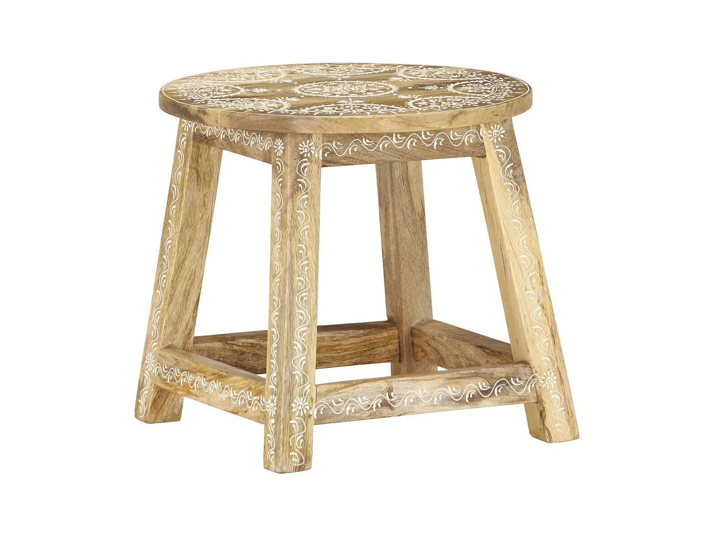 Tabouret peint à la main 38x38x35 cm Bois de manguier solide