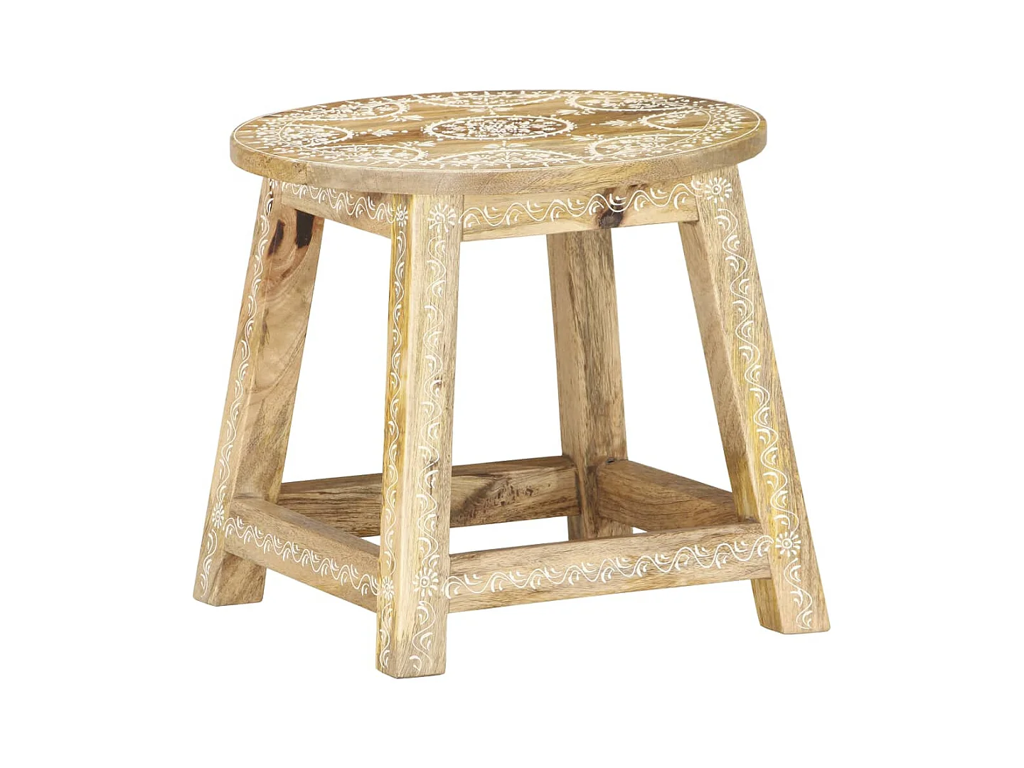 Kruk handgeschilderd 38x38x35 cm massief mangohout