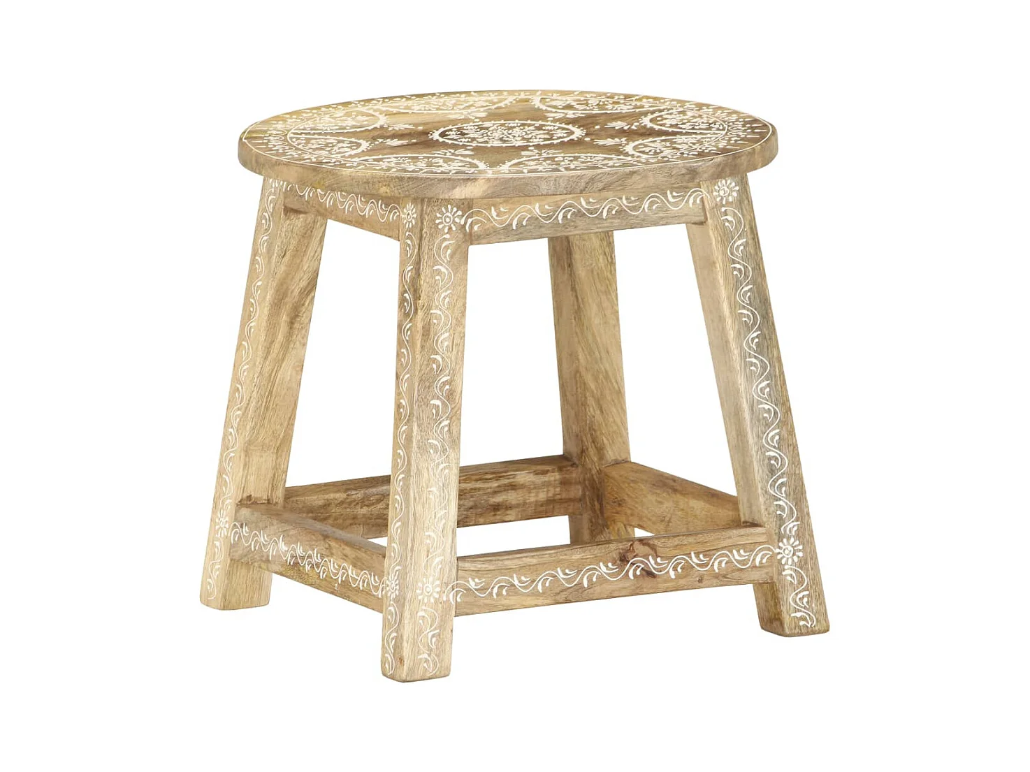 Kruk handgeschilderd 38x38x35 cm massief mangohout