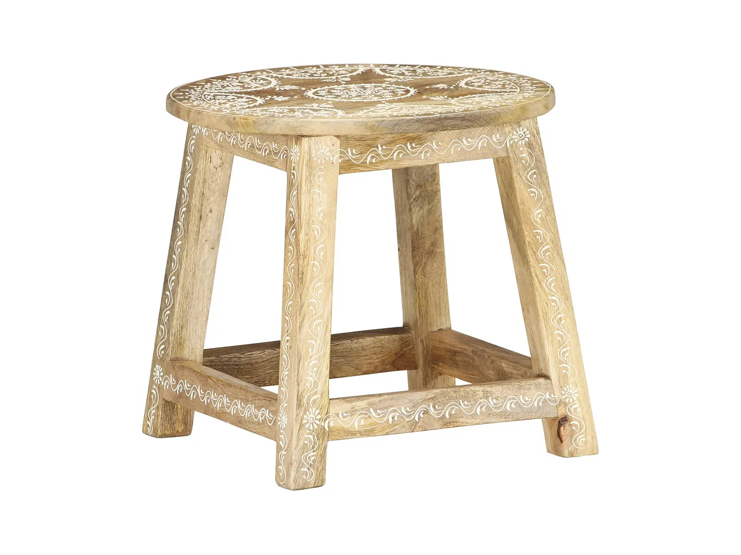 Kruk handgeschilderd 38x38x35 cm massief mangohout