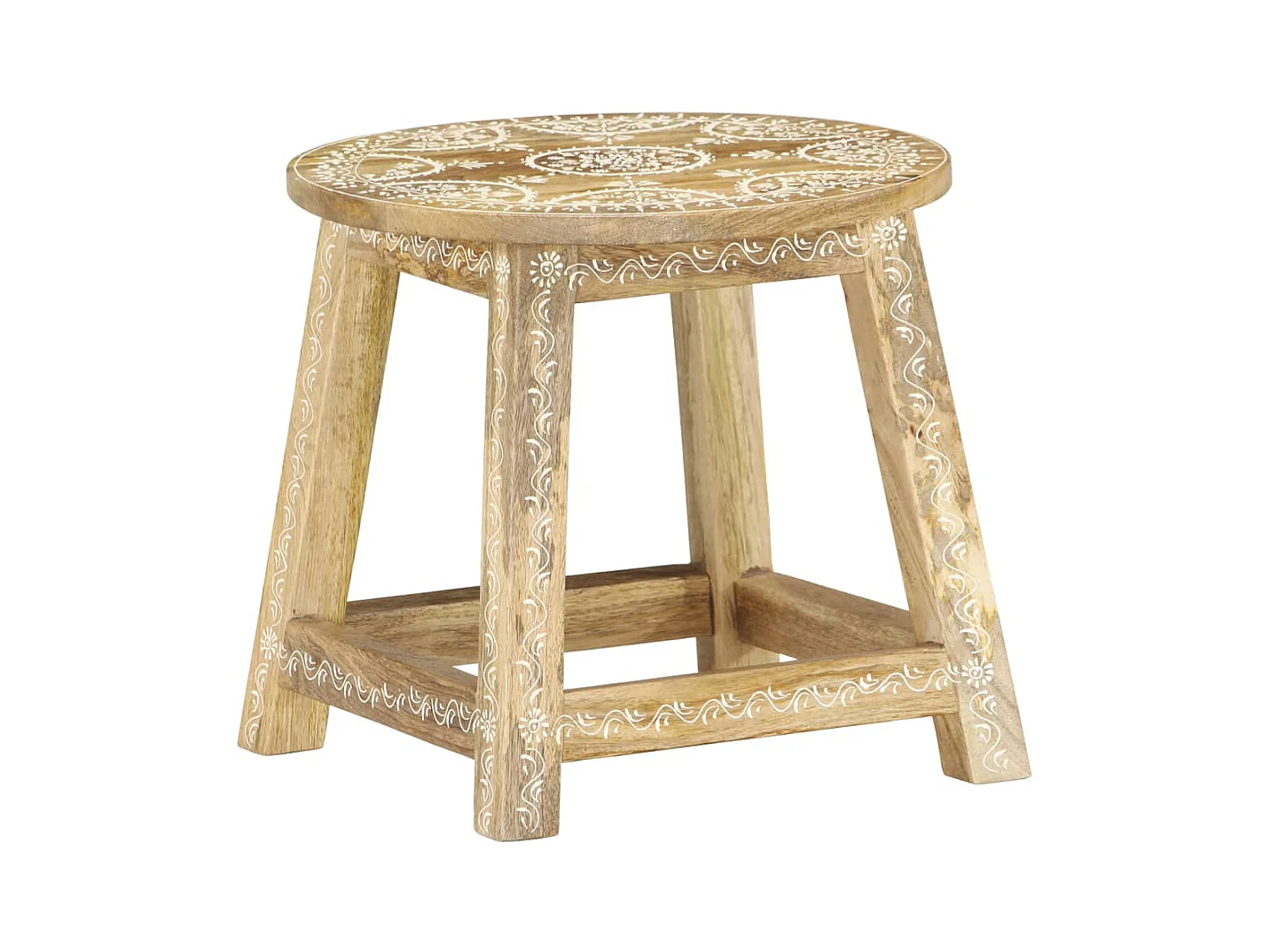 Kruk handgeschilderd 38x38x35 cm massief mangohout