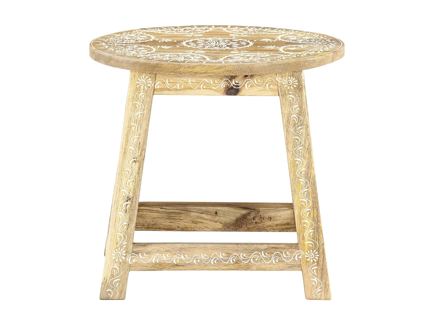 Hocker Handbemalt 38×38×35 cm Mango Massivholz