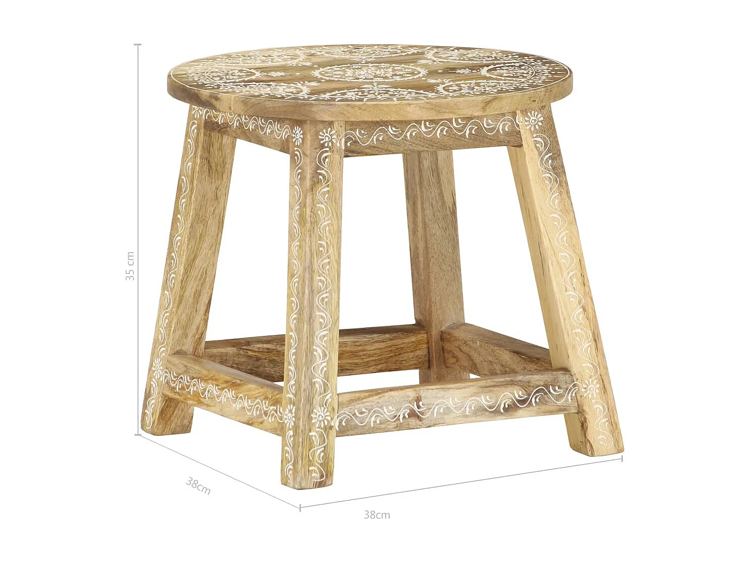 Hocker Handbemalt 38×38×35 cm Mango Massivholz