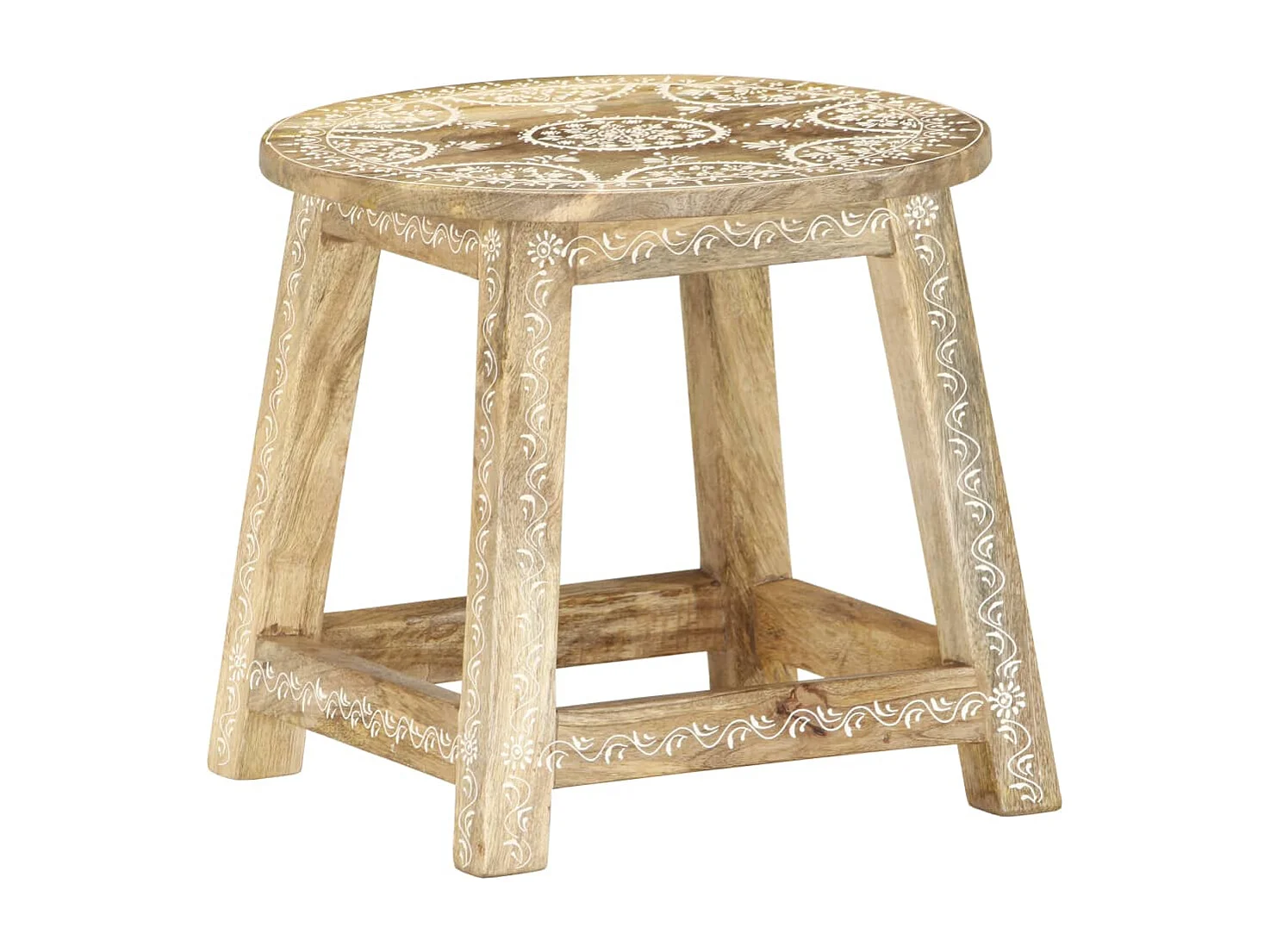 Hocker Handbemalt 38×38×35 cm Mango Massivholz