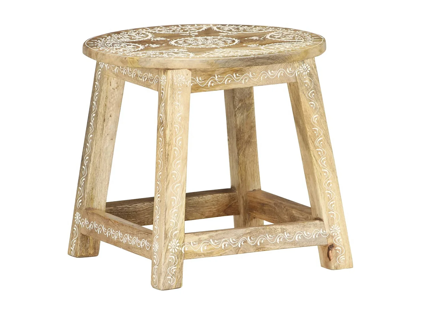 Hocker Handbemalt 38×38×35 cm Mango Massivholz