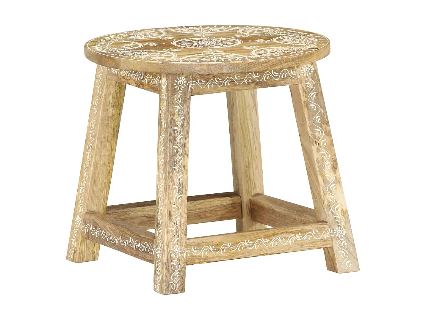 Hocker Handbemalt 38×38×35 cm Mango Massivholz