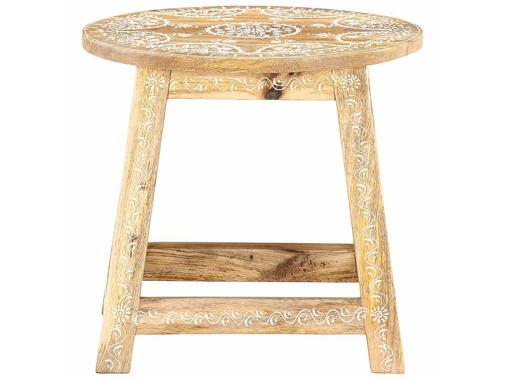 Tabouret peint à la main 38x38x35 cm Bois de manguier solide