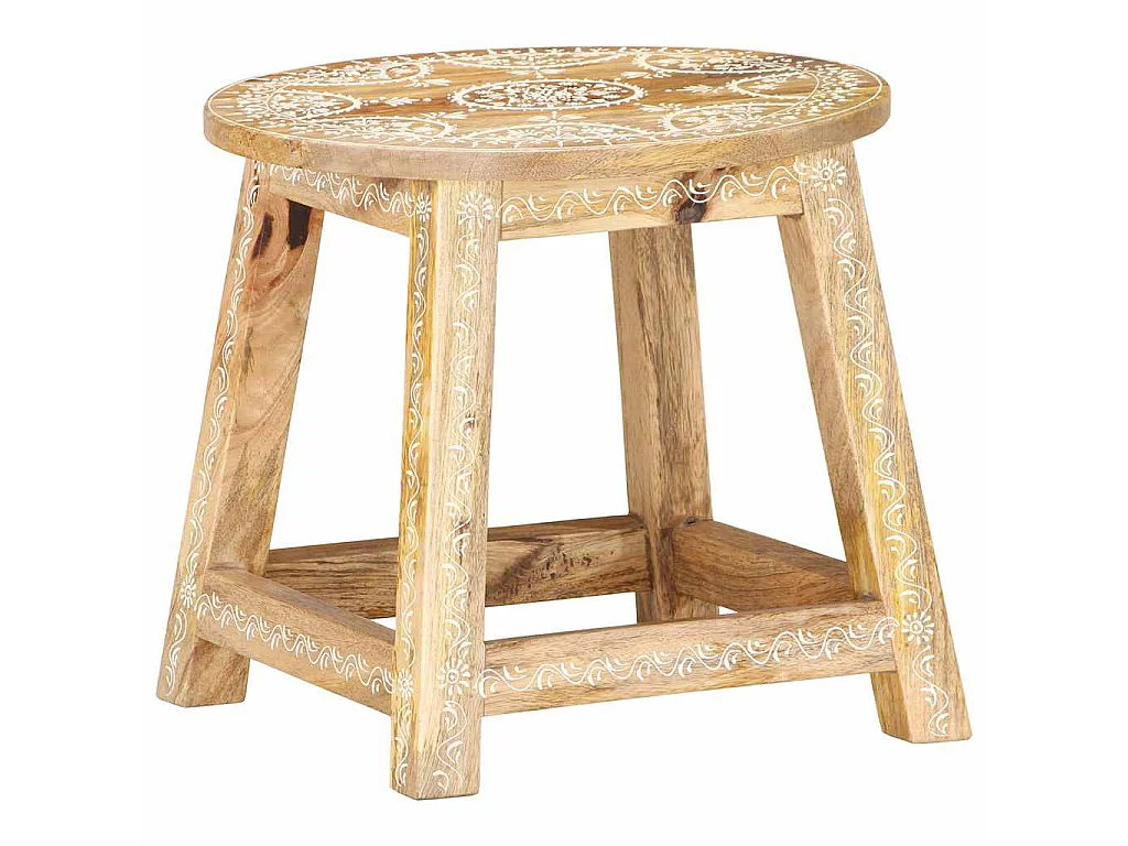 Tabouret peint à la main 38x38x35 cm Bois de manguier solide