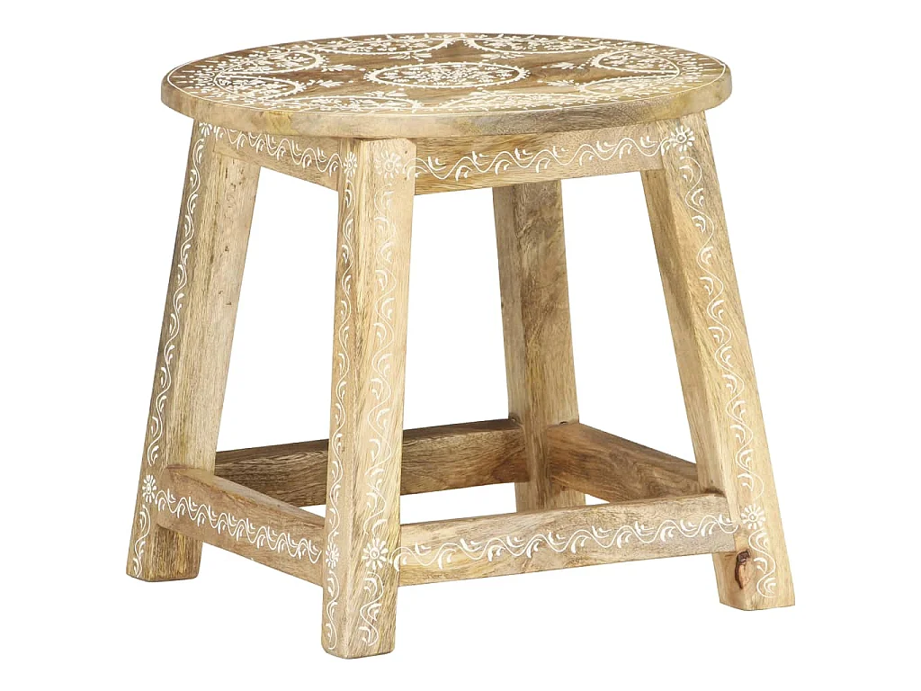 Tabouret peint à la main 38x38x35 cm Bois de manguier solide