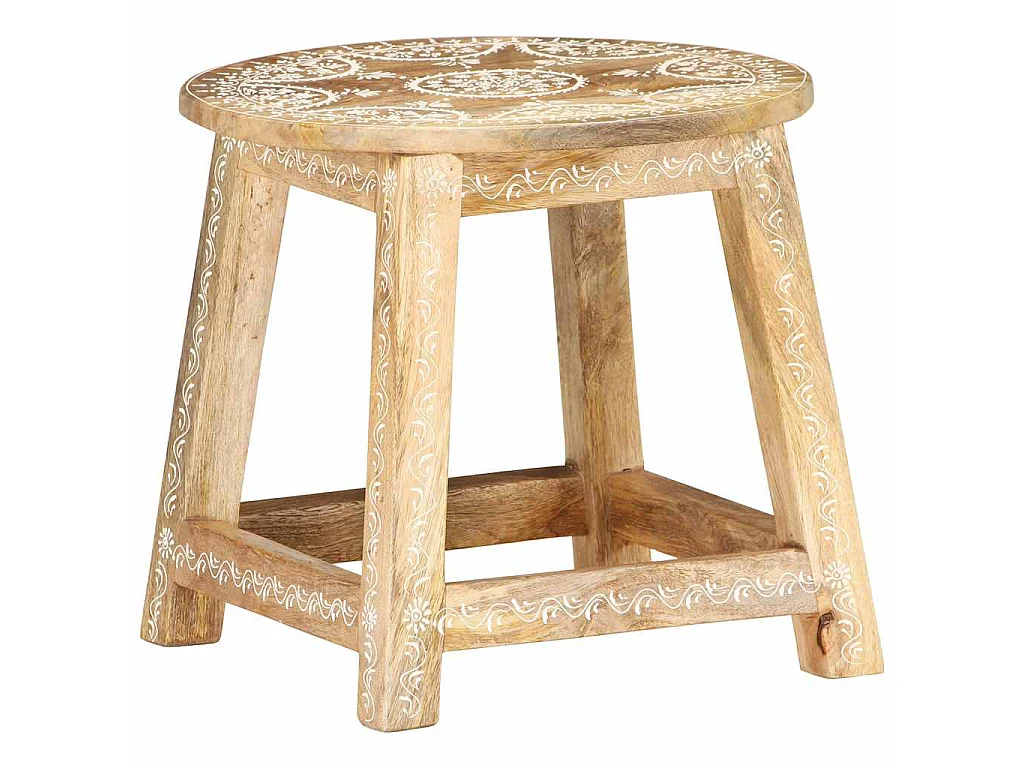 Tabouret peint à la main 38x38x35 cm Bois de manguier solide